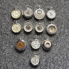 Large Bundle of Wind Up Pocket Watches Joblot Working x11 + one damaged 