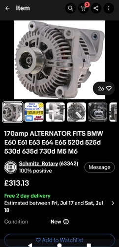 170amp alternator fits - alternator, e60