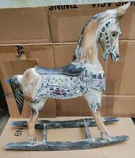 ANTIQUE STYLE LARGE WOODEN CARVED HAND PAINTED ROCKING HORSE 