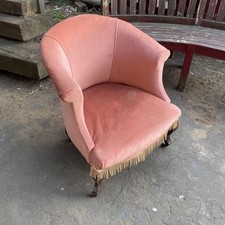 Antique Pink Velvet Tub Chair