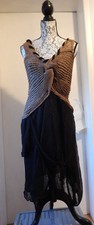 Zuza Beard Canvas Knit Dress Brown Black M Knit Dress Brown Black 
