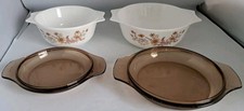 Vintage Pyrex Country Autumn Woodland Floral 2 x casserole bowls with lids