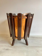 Vintage Antique Copper Coal Bucket & Wooden Stand 19th Century? Scuttle Old VTG