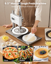 VEVOR Manual Pizza Dough Press Machine - 9.5" Pastry Press Plate, Commercial Cha