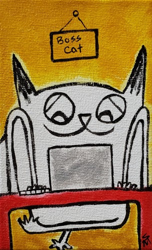 Cat painting original - painting,