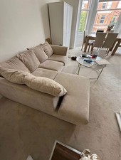 Cream Linen L Shaped Sofa
