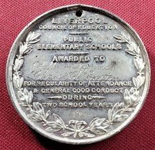1887 LIVERPOOL COUNCIL OF EDUCATION CHRIST CHURCH EVERTON SCHOOL MEDAL