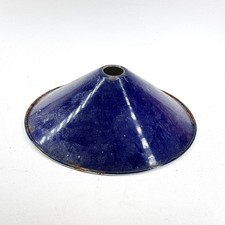 VINTAGE BLUE ENAMEL INDUSTRIAL LAMP SHADE METAL LIGHT SHADE FUNNEL SHAPE