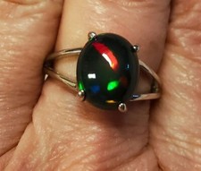 Natural Black Opal Ring
