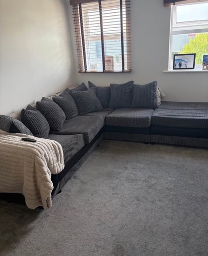 Grey striped corner - grey, sofa