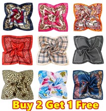 Satin Shimmer Silky Bandana Headband Square Scarf Neck Silk Wrap Face Cover Mask