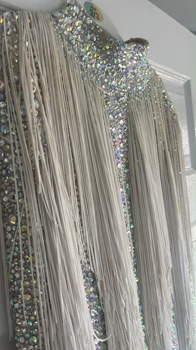 White rhinestone fringe long - rhinestone,