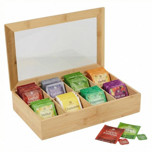 Bamboo tea box compartment - tea,