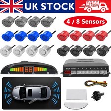 4/8x Universal Car Parking Sensors Reverse Front Rear Buzzer LED Alarm Kit UK
