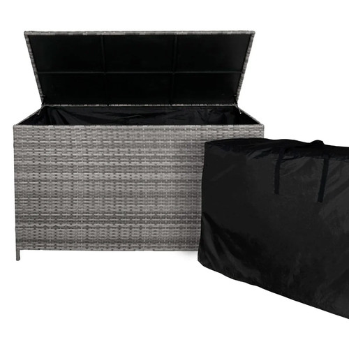 Rattan garden storage grey box - rattan,