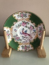 Antique Mintons Green Cockatrice Bone China Saucer Approx 4.5” 4863