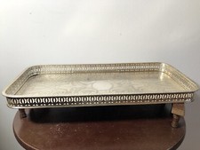 Falstaff Silver Plated Vintage Ornate Engraved Tray with Gallery Lattice 42cm