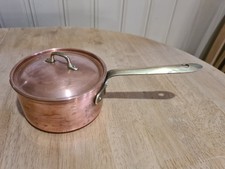 Gorgeous Vintage Tagus Portugal Copper Saucepan Brass Handle Lid Collectible
