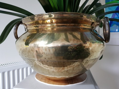 Large vintage brass - vintage, cauldron
