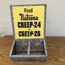 Vintage NUTRENA FEED ~ CREEP-24 & CREEP-20 ~ Galvanized Pig Feeder ~ 14.5"x 10"