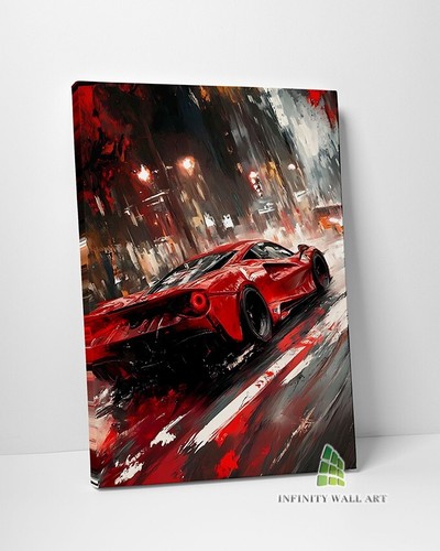 Abstract red car canvas art - canvas,