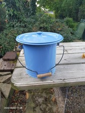 French Enamel Vintage  Bucket With Lid