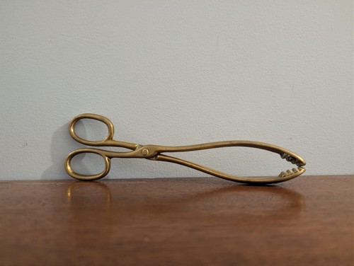 Vintage brass coal tongs - vintage,