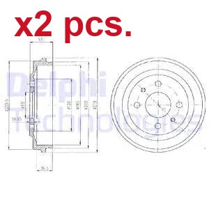 Pcs rear braking - rear, drum
