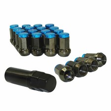 20pcs Forged Steel Heptagon Theft Lock Wheel Rim Lug Nuts with Key M12x1.5 Blue