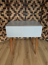 Vintage Formica Top Drop Leaf Table Gingham Pattern Rare 60/70’s