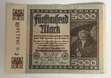 Germany, 1922, 5000 Mark, Banknote, Weimar Republic, collectible Item E603323UB
