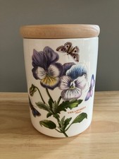 New  PORTMEIRION Botanic Garden storage jar with lid 14cm 5.5" Pansy Viola