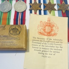 5 x BRITISH WW2 MEDALS ATLANTIC, FRANCE STAR 1939-45 DEFENCE MEDAL, UK ARMY WAR