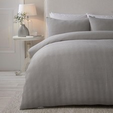 Serene Silver Waffle Duvet Cover Set – Double Size 200x200cm – Soft Touch T