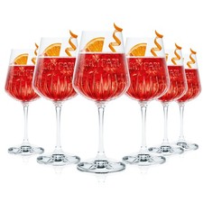 6x Campari Glass 0.49L Milano Signature Relief Glasses Set Spritz Bespoke Aperitif