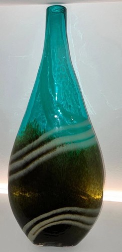 Turquoise glass vase 40cm tall - turquoise,