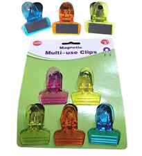 5 X Neon Magnetic Multi Use Clips Fridge Magnets Large Bulldog Clips Notes Memos