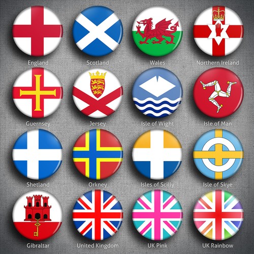 British flags pin badges - british,