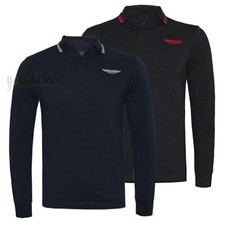 HACKETT MEN'S ASTON MARTIN RACING AMR TIP LS LONG SLEEVE POLO NAVY/BLACK Was£115