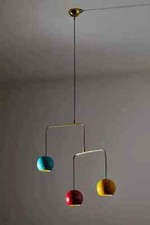 1950s Large Black Brass Sputnik Flush Mount Ceiling Lamp Kaiser Kalmar Stilnovo