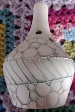 Small Carn Pottery Vase Cream and Green Bisque Ceramic Vintage 11cm The VGC