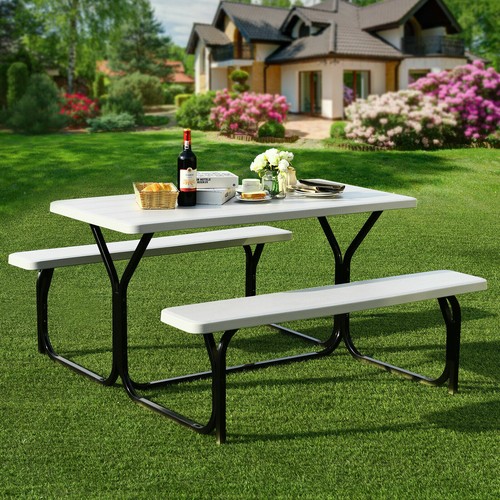 Outdoor picnic table and bench - table,