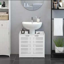 Under Sink Bathroom Cabinet Free Standing, Woodplastic Board 59.94x29.97x58.42cm