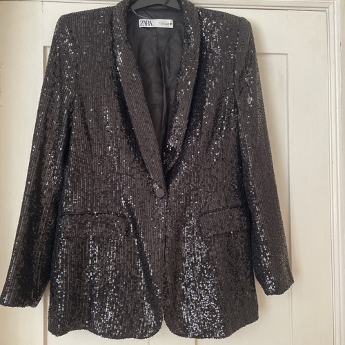 Zara black sequin jacket - zara, l