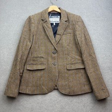 JOULES Tweed Jacket UK 12 Brown Blazer Dogstooth Country Hacking Houndstooth