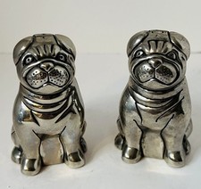 Pug Salt Pepper Shakers Silver