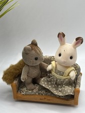 Sylvanian Families Vintage 1985 Ivory Rabbit & squirrel and sofa vintage VGC 
