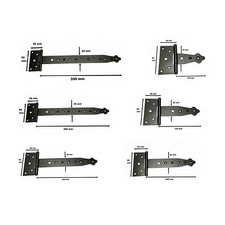 Pair Tee Hinges Black Decorative Heavy Duty Strap T Hinge Door Gate Shed