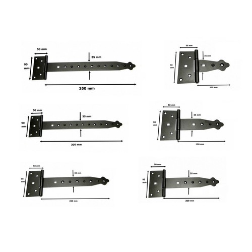 Pair tee hinges - tee, black