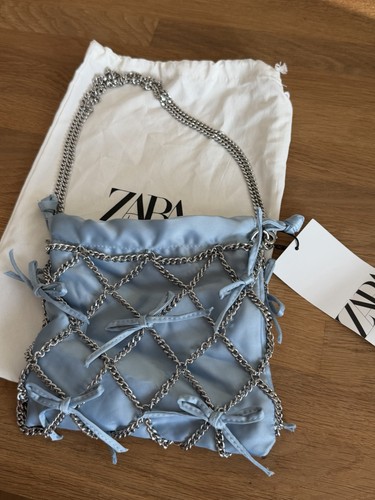 Zara blue satin chain - satin,